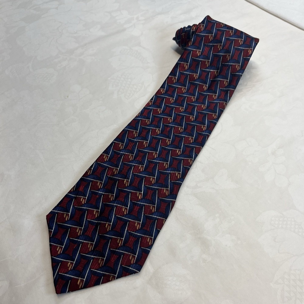 Bill Blass Vintage‎ Silk Geometric Patterned Neck Tie - 56"